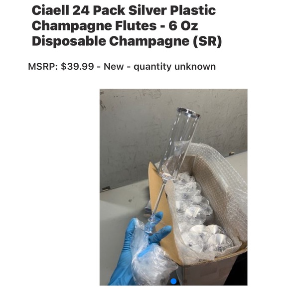 Silver Disposable Champagne Flutes 24 Pack - Picture 3 of 5